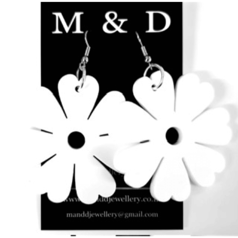 Acrylic Petal White Dangly Earrings Just Like You