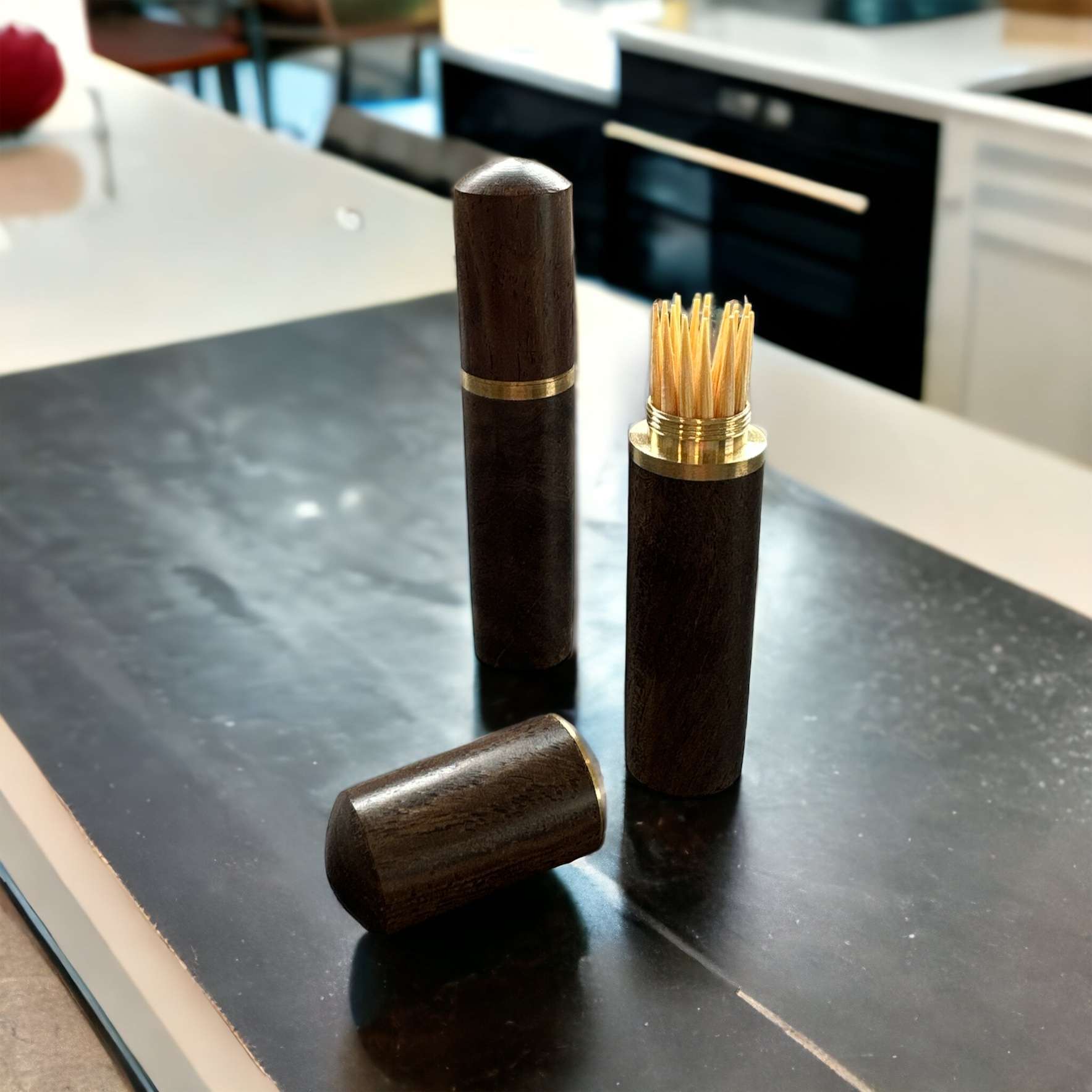 Wooden Toothpick Holder walnut coloured Just Like You