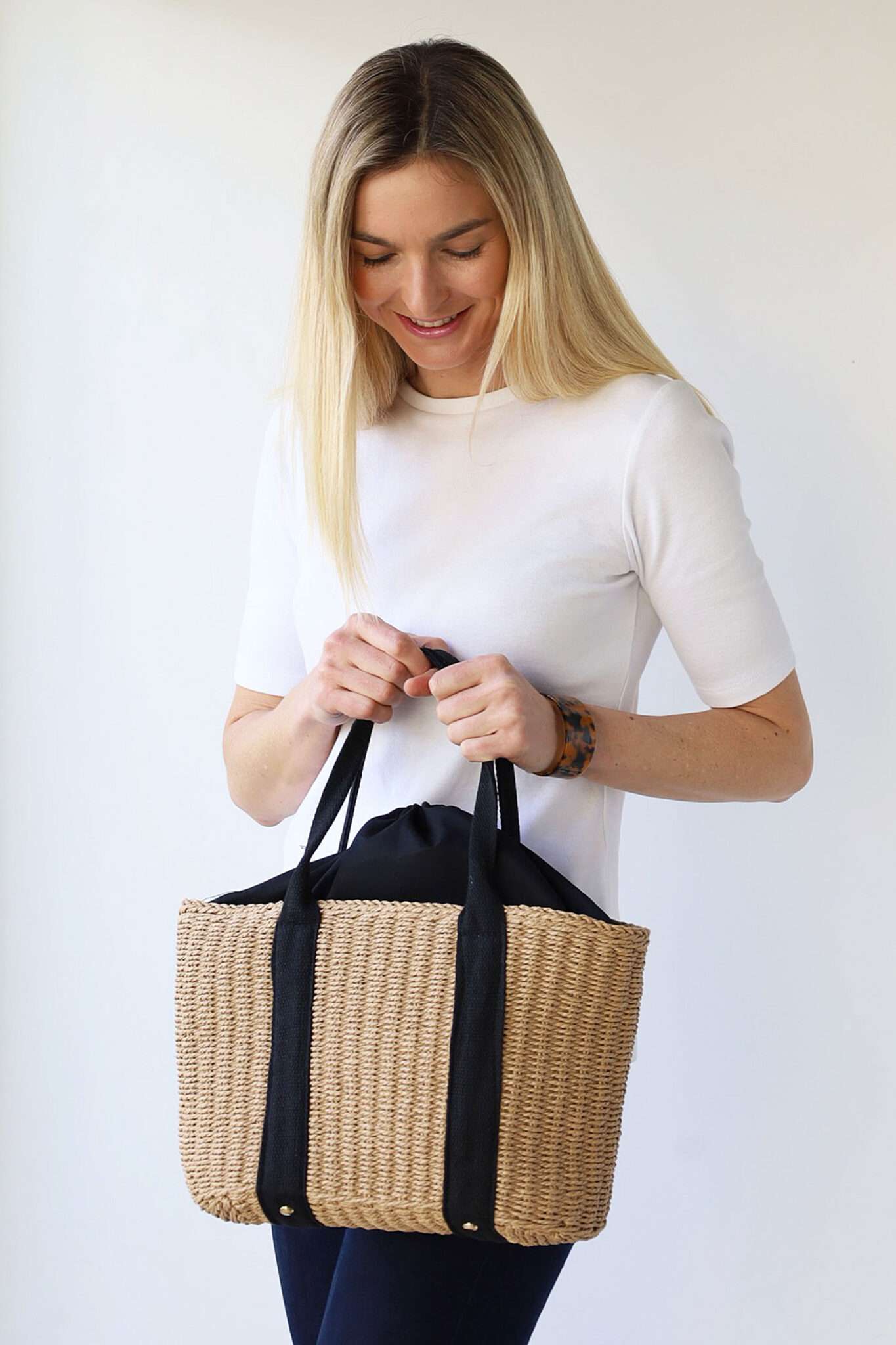 Archer House Raffia Draw String Bag AHBR Just Like You